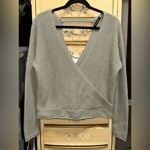 Moon & Madison Light Olive Green V-Neck Sweater